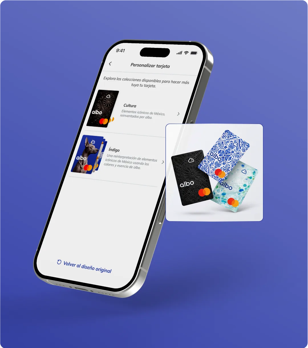 Tres propuestas visuales de tarjetas digitales albo.