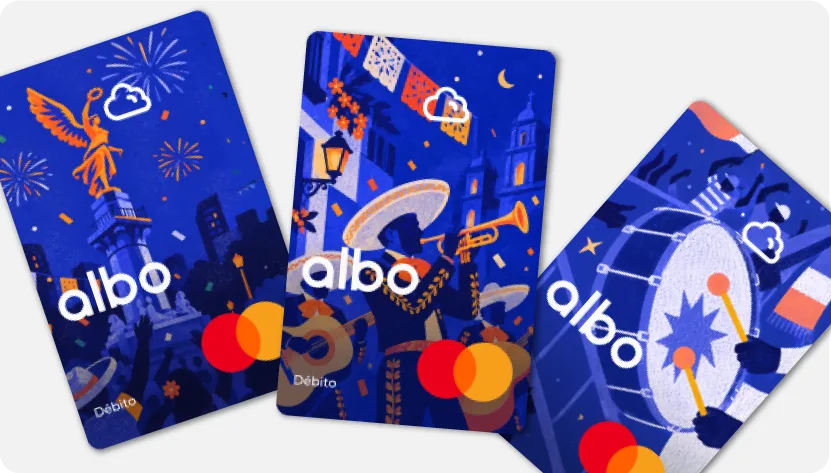 Propuestas visuales de tarjetas digitales creadas para albo.